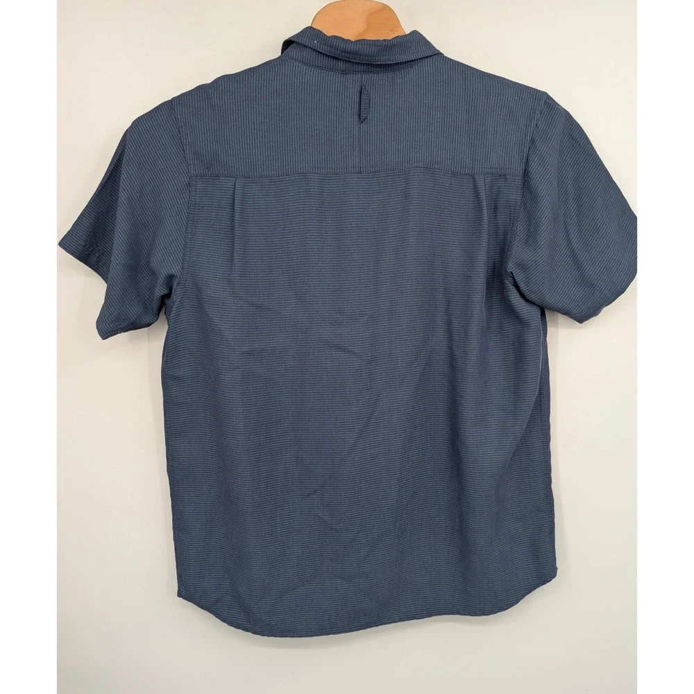 The North Face Mens Shirt Large Blue Short Sleeve Button Up Pocket Modal Blend